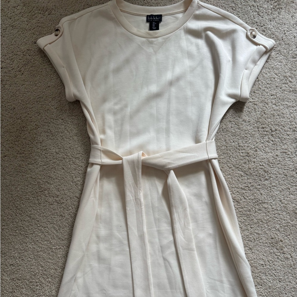 Nicole Miller Cream Crewneck Dress